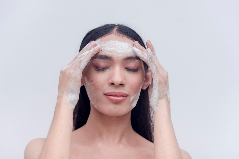 Wash your face gently and mindfully