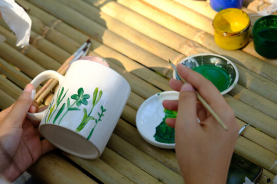 Painting Old Ceramic Coffee Mug