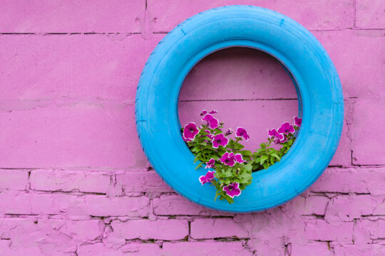 Give an Old Set of Tires a New Life as Hanging Flower Pots